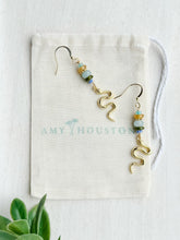 Load image into Gallery viewer, Strike of the Wild // snake beaded dangle earrings
