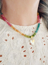 Load image into Gallery viewer, Where Seasons Meet // tourmaline heart pendant // rondelle gemstone necklace

