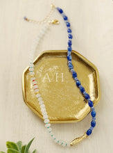 Load image into Gallery viewer, Coast to Coast // fish pendant blue spiral glass and white jade necklace
