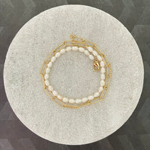 Load image into Gallery viewer, Half and Half pearl and chain necklace or wrap bracelet 2 in 1

