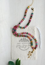 Load image into Gallery viewer, Viper Gem// tourmaline snake pendant // rondelle gemstone necklace
