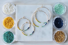 Load image into Gallery viewer, Yacht Club // Japanese Miyuki glass hand beaded gold filled hoop earrings
