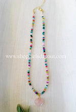 Load image into Gallery viewer, Candy Shop // puff heart // rainbow jasper gemstone necklace (Copy)
