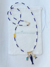 Load image into Gallery viewer, Coastline // navy stripe fish charm pendant necklace
