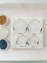 Load image into Gallery viewer, Morning Frost Hoops // Japanese miyuki glass hand beaded gold filled hoop earrings
