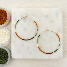 Load image into Gallery viewer, Pumpkin Patch // Japanese miyuki glass hand beaded gold filled hoop earrings
