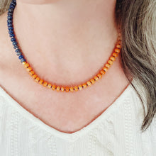 Load image into Gallery viewer, Wahoowa UVA Cavaliers // school spirit statement necklace  // rondelle gemstone necklace
