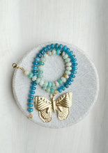 Load image into Gallery viewer, Take Flight// amazonite + jade Butterfly pendant // rondelle gemstone necklace
