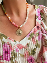 Load image into Gallery viewer, Meadow Path // gemstone flying insect medallion charm necklace
