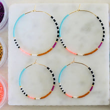 Load image into Gallery viewer, Resort Hoops // Japanese Miyuki glass hand beaded gold filled hoop earrings
