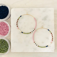 Load image into Gallery viewer, Woodland Sunset // Japanese Miyuki glass hand beaded gold filled hoop earrings

