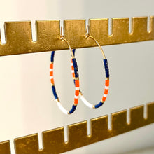 Load image into Gallery viewer, Cavaliers UVA // Japanese Miyuki glass hand beaded gold filled hoop earrings
