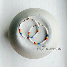 Load image into Gallery viewer, Chase The Rainbow // Japanese miyuki glass hand beaded hoop earrings
