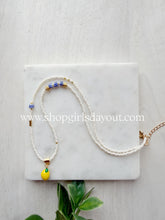 Load image into Gallery viewer, Lemon Drop // lemon pendant beaded glass necklace
