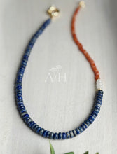 Load image into Gallery viewer, UVA Cavaliers // Go Hoos // orange and blue gemstone necklace
