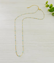 Load image into Gallery viewer, Dottie white or turquoise enamel chain necklace hi

