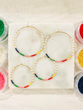 Load image into Gallery viewer, Candy Land // Japanese miyuki glass hand beaded gold filled hoops
