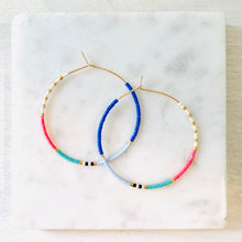 Load image into Gallery viewer, Charleston Hoops // Japanese Miyuki glass hand beaded gold filled hoop earrings
