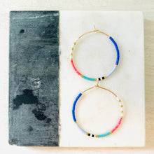 Load image into Gallery viewer, Charleston Hoops // Japanese Miyuki glass hand beaded gold filled hoop earrings
