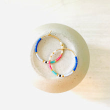 Load image into Gallery viewer, Charleston Hoops // Japanese Miyuki glass hand beaded gold filled hoop earrings
