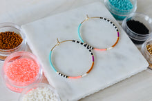 Load image into Gallery viewer, Resort Hoops // Japanese Miyuki glass hand beaded gold filled hoop earrings
