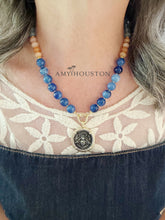 Load image into Gallery viewer, Blue Skies // Greek bee coin replica pendant necklace
