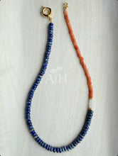 Load image into Gallery viewer, UVA Cavaliers // Go Hoos // orange and blue gemstone necklace
