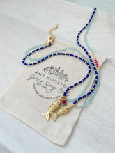 Load image into Gallery viewer, Off The Coast of Italy fish pendant beaded glass and gemstone necklace
