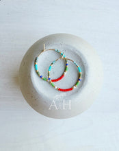 Load image into Gallery viewer, Rio // weightless glass gold filled miyuki beaded hoops
