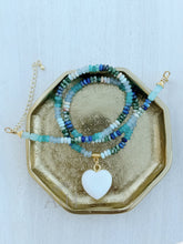 Load image into Gallery viewer, Ocean Spray // white heart blue gemstone necklace
