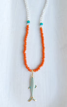 Load image into Gallery viewer, Coastal Voyager // large fish pendant java glass necklace
