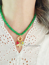 Load image into Gallery viewer, Sweet Summer / strawberry, bee, flower charm necklace
