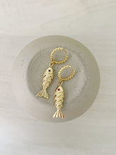 Load image into Gallery viewer, Sardinia // fish // one touch latch hoop earrings
