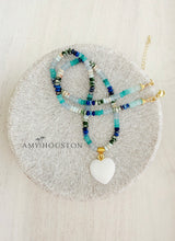 Load image into Gallery viewer, Ocean Spray // white heart blue gemstone necklace

