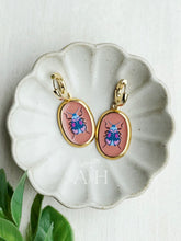 Load image into Gallery viewer, Nature Trail insect heirloom hoops //  one touch latch hoop huggies
