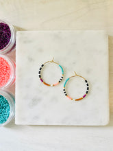 Load image into Gallery viewer, Resort Hoops // Japanese Miyuki glass hand beaded gold filled hoop earrings
