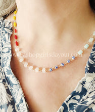 Load image into Gallery viewer, Central Park // hand wire wrapped beaded glass and gemstone necklace
