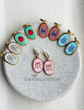 Load image into Gallery viewer, Nature Trail insect heirloom hoops //  one touch latch hoop huggies
