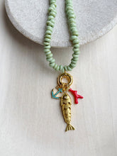 Load image into Gallery viewer, Beachcomber // fish pendant java glass necklace

