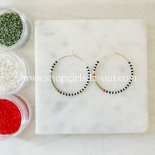 Load image into Gallery viewer, Moss and Flame // weightless glass gold filled miyuki beaded hoops
