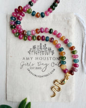 Load image into Gallery viewer, Viper Gem// tourmaline snake pendant // rondelle gemstone necklace
