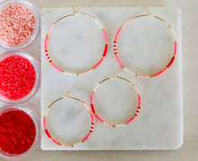 Load image into Gallery viewer, LOVE 365 // Japanes Miyuki glass hand beaded gold filled hoop earrings
