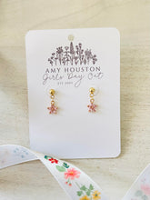 Load image into Gallery viewer, 24k gold post dangles Farmers Market fruits and florals
