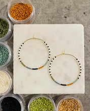 Load image into Gallery viewer, Safari // Japanese Miyuki glass hand beaded gold filled hoop earrings
