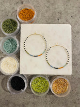 Load image into Gallery viewer, Safari // Japanese Miyuki glass hand beaded gold filled hoop earrings
