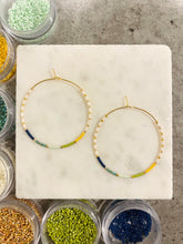 Load image into Gallery viewer, Yacht Club // Japanese Miyuki glass hand beaded gold filled hoop earrings
