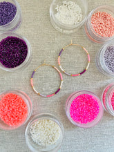 Load image into Gallery viewer, Barbie Girl // Japanese Miyuki glass hand beaded gold filled hoop earrings
