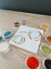 Load image into Gallery viewer, Campfire // Japanese Miyuki glass hand beaded gold filled hoop earrings
