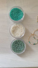 Load and play video in Gallery viewer, Santorini // Japanese Miyuki glass hand beaded gold filled hoop earrings
