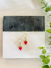 Load image into Gallery viewer, Berries for Bennett strawberry dangle earrings
